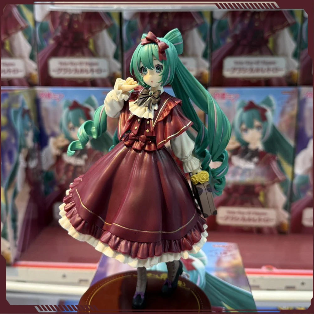 Genuine FuRyu 19cm Hatsune Miku Figure Classical Retro Anime Miku Figurine Statue Model Collection Room Decora Desk Toys Gift