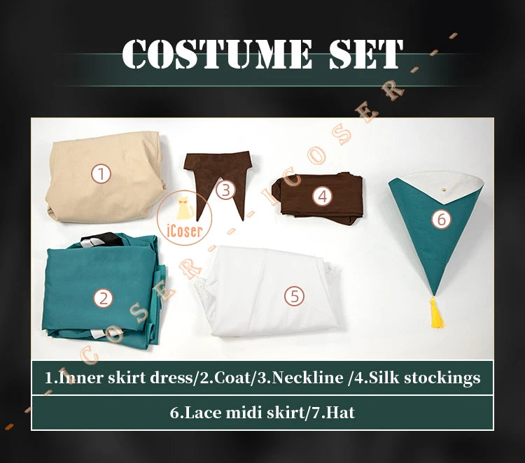 Anime Witch Hat Atelier	Coco Richeh Cosplay Costume Hat Tetia Qifrey's Atelier Apprentice Robes Halloween Party for Women Girls