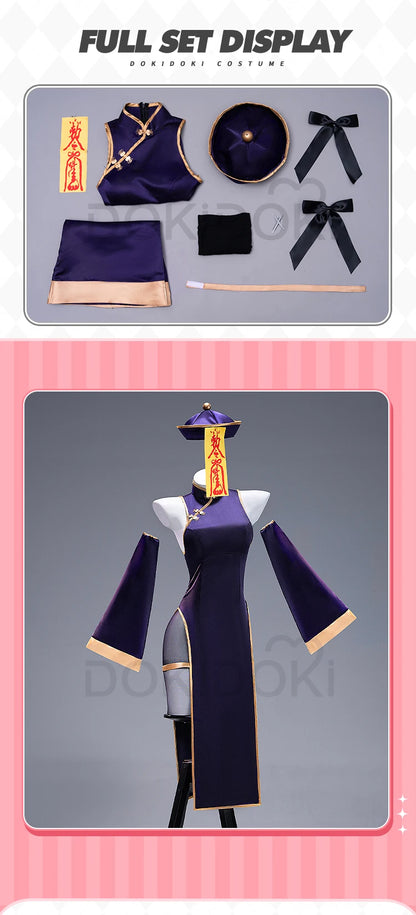 Mikuu Cosplay Costume【S-2XL】DokiDoki-N Mikku Cosplay Cheongsam Women Sexy Purple Dress Halloween Little Zombie Plus Size