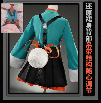 Zenless Zone Zero Zhao Cosplay Costume Wig Dress Uniform Tail Earrings Headwear Rabbit Ear Halloween Party for Women Girls Props