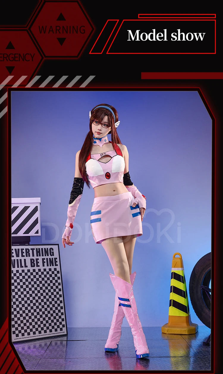 IN STOCK Marii Makinamii Cosplay Costume Anime 【S-3XL】 DokiDoki-R Women Pink Racing Suit Marii Makinamii Glasses Plus Size