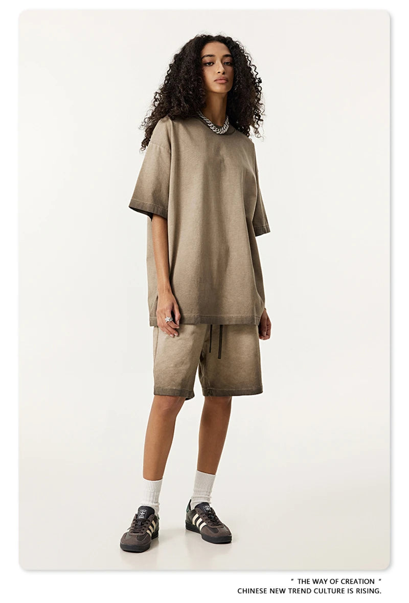 ZODF 2025 Summer Washed 275gsm Solid Cotton T-shirt For Men Unisex Oversized Short Sleeve T Shits Brand Tops HY0981