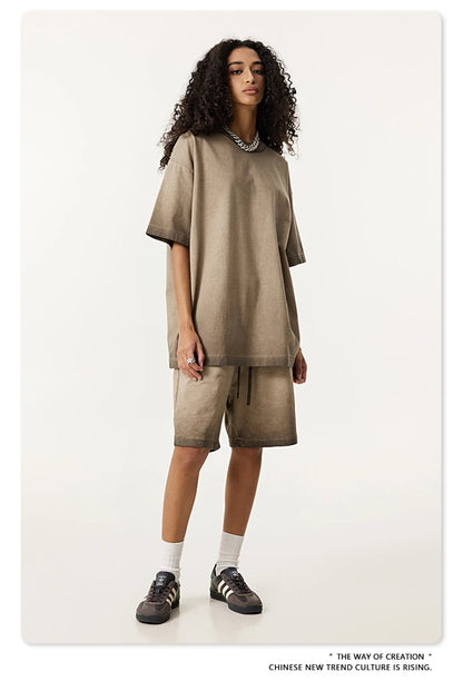 ZODF 2025 Summer Washed 275gsm Solid Cotton T-shirt For Men Unisex Oversized Short Sleeve T Shits Brand Tops HY0981