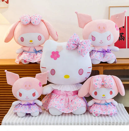 New Sanrio Pink Peach Hello Kitty Plush Toy Cat Doll Kuromi My Melody Stuffed Animal for Girls Birthday Xmas Gift Soft Cute Kids