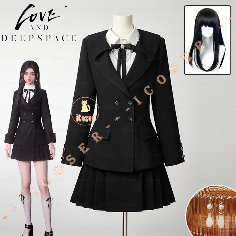 Love and Deepspace Heroines Cosplay Costume Wig Dream Prelude Uniform Skirt Earrings Abysswalker Halloween Party for Women Girls