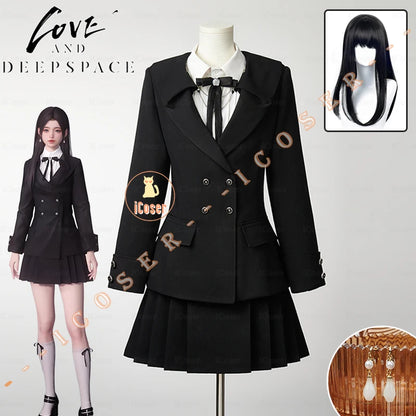 Love and Deepspace Heroines Cosplay Costume Wig Dream Prelude Uniform Skirt Earrings Abysswalker Halloween Party for Women Girls