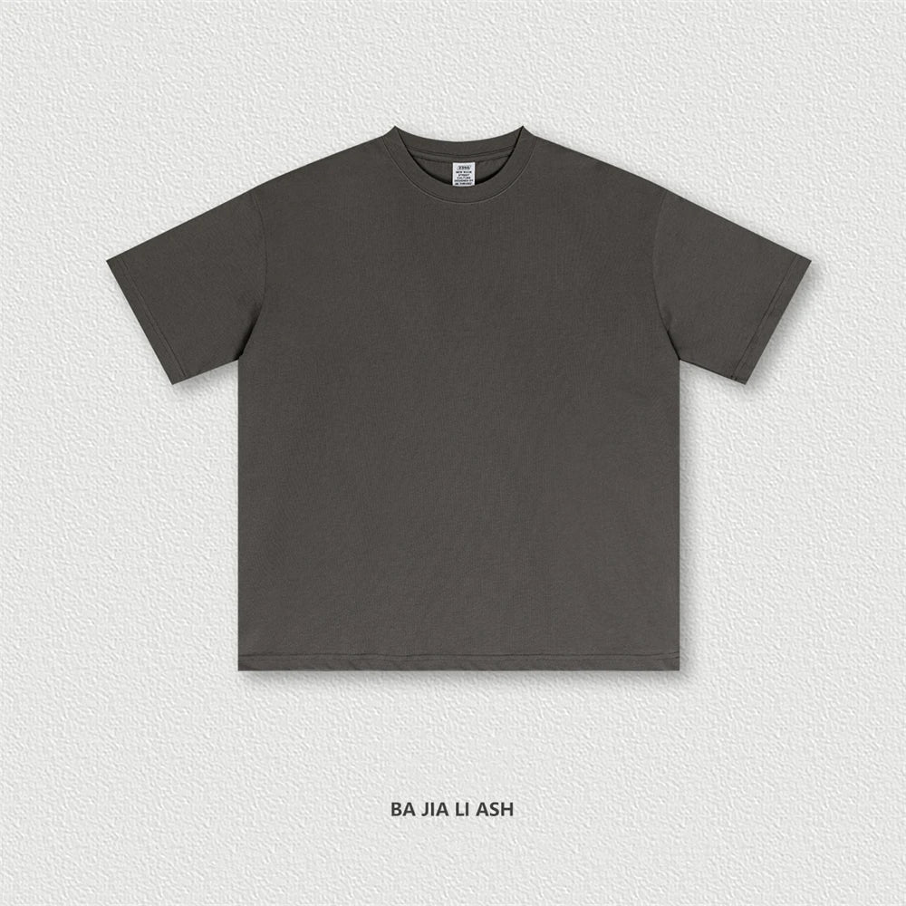 ZODF New 2025 Spring Summer 235gsm Solid Cotton T-Shirts For Men Women Unisex Loose Basic T Shirt Tees Brand Tops HY0970