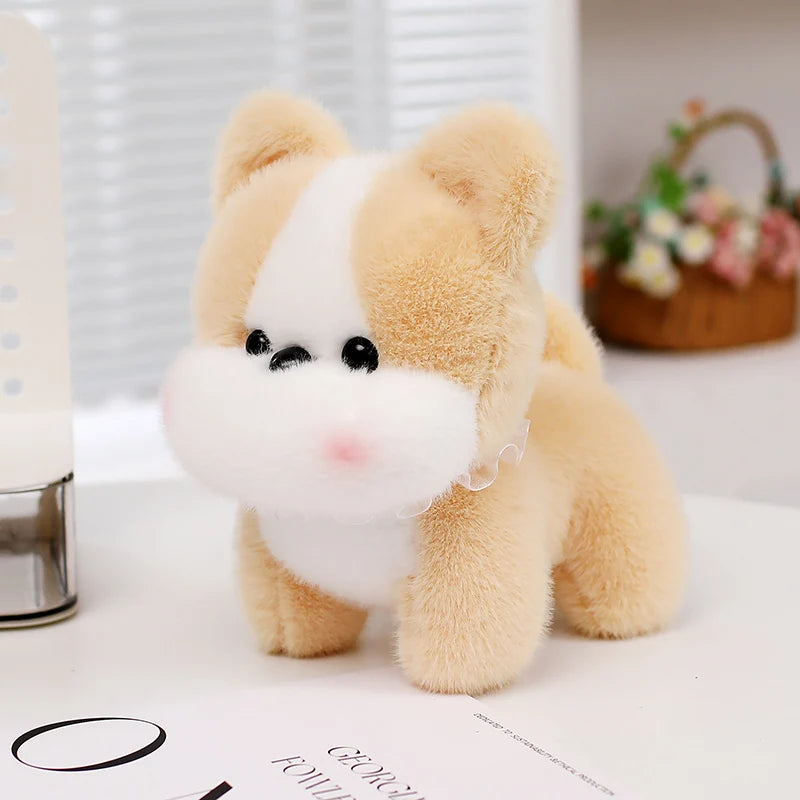 ZU Kawaii Teddy Pets Lifelike Fluffy Puppy Soft Doll Cute Small Chow Pomeranian Corgi Yorkie Dog Plush Toys Gift For Girl