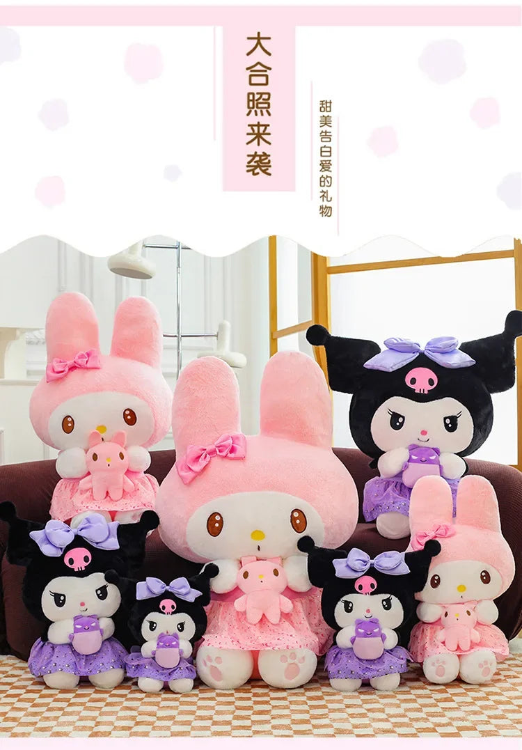 new 45/55/75cm Big Size Kuromi My Melody Sanrio Anime Plush Stuffed Doll Room Decoration Plushies Pillow Ornaments Holiday Gifts