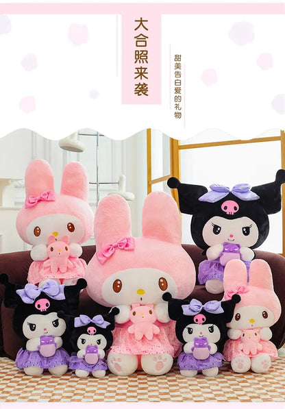 new 45/55/75cm Big Size Kuromi My Melody Sanrio Anime Plush Stuffed Doll Room Decoration Plushies Pillow Ornaments Holiday Gifts
