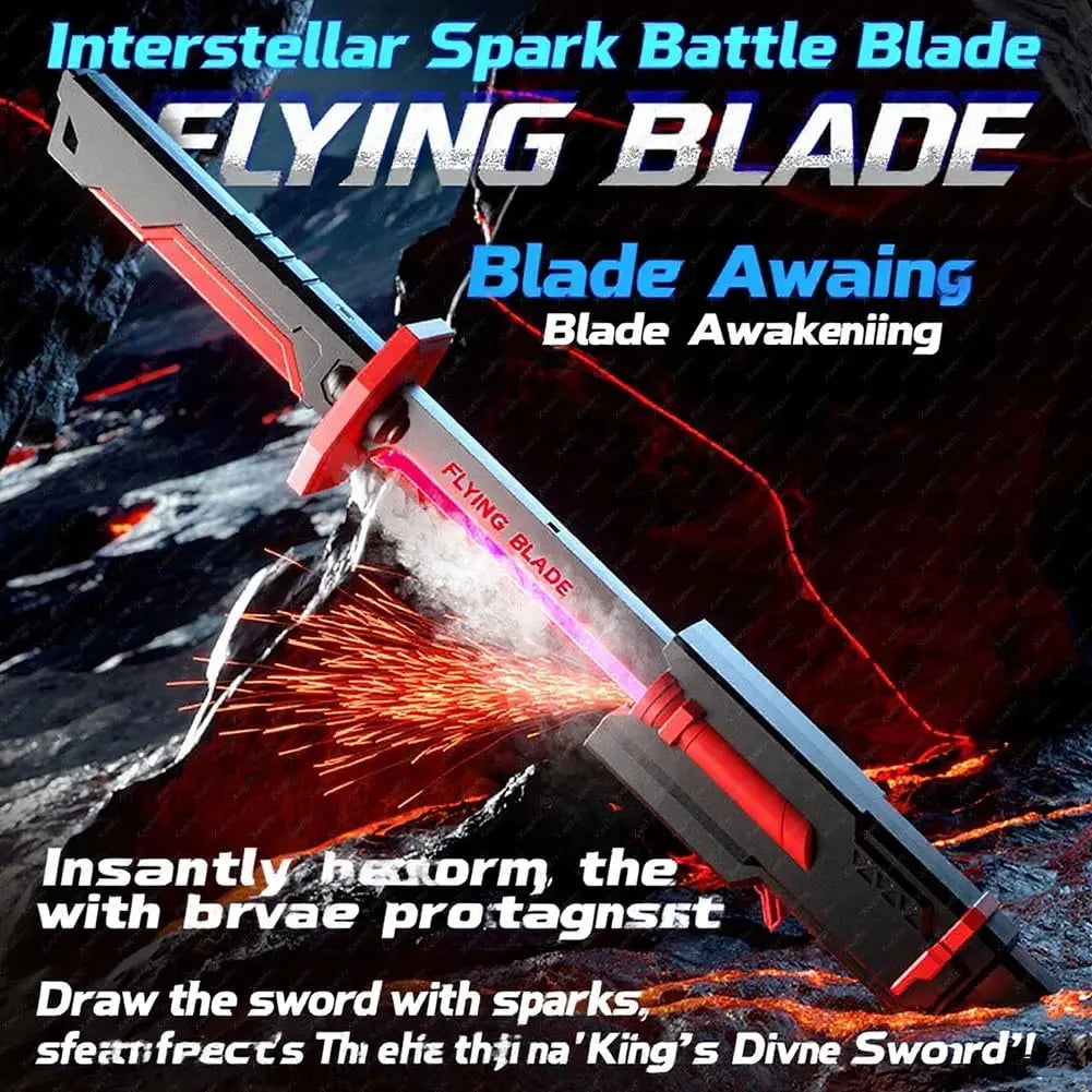 Colorful Streamer Glowing Sparkblade Sword Toy with Spark & Smoke Effects – Collectible Cosplay Katana Prop