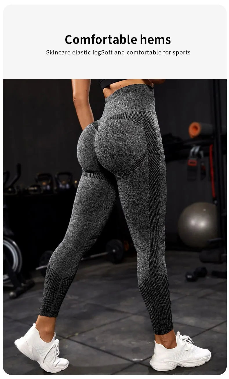 The Codex Seamless Yoga Sport Women’s Push Up Fitness Leggings Ankle-Length Gym Pants - black / M