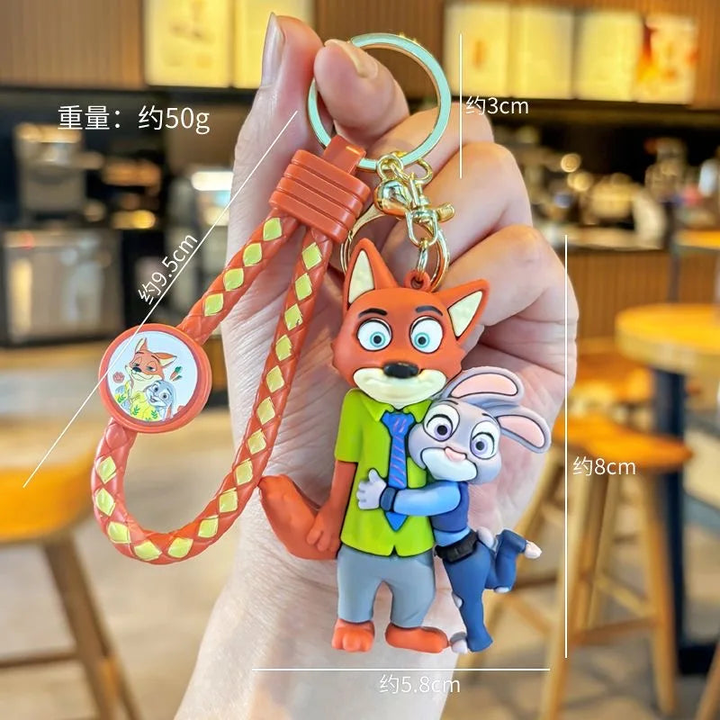 Disney Zootopia Toys Durable Keychian Action Figures Judy Hopps Emmitt Otterton Man Women Kids Car Keyring Girl Birthday Gift