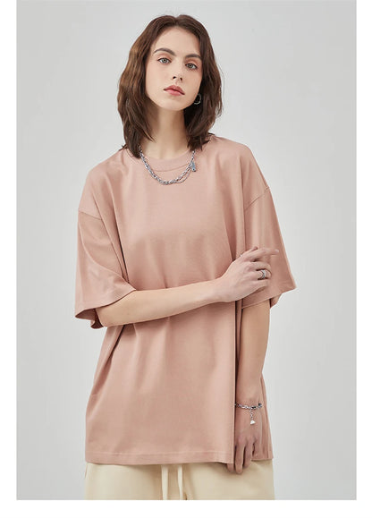 ZODF New Spring Summer Men 305gsm Cotton T Shirts Unisex Heavy Weight Oversized FG Noshrink Basic Solid T-Shirt Tees HY0165