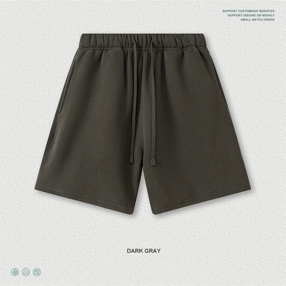 ZODF Trendy 2025 Autumn Winter Men Warm Soft Fleece Shorts Unisex Casual Hip Hop 345gsm Solid Shorts Brand Bottoms HY1173