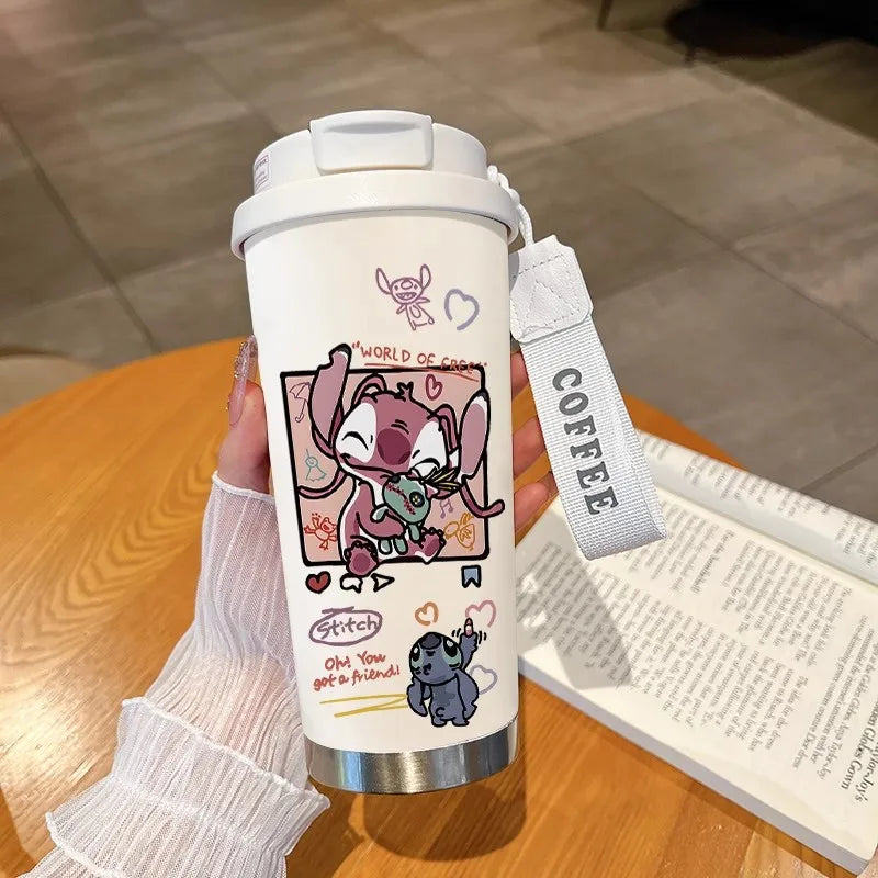 Disney Cup Anime Lilo & Stitch Water Bottle Water Cup Student Kid Anime Stitch Insulated Cup Stainless Steel Drinking Cups Gifts
