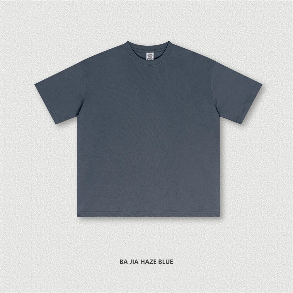 ZODF New 2025 Spring Summer 235gsm Solid Cotton T-Shirts For Men Women Unisex Loose Basic T Shirt Tees Brand Tops HY0970