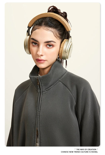 ZODF Retro Winter Men Washed Fleece Zipper Jackets Unisex Loose Oversized 400gsm Raglan Sleeve Coats Streetwears HY0649