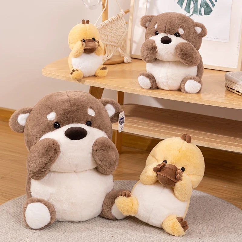 ZU Kawaii Stuffed Animal Plush Platypus Otter Soft Toy Cartoon Shy Plushies Animals Cute Gift For Girl Boy