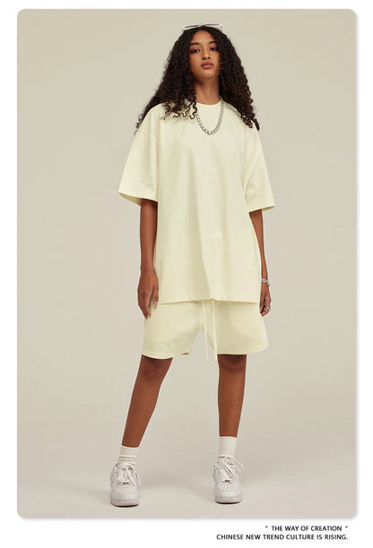 ZODF New 2025 Heavy Weight 305gsm Solid Cotton T Shirts For Men Unisex Summer Oversized Noshrink Basic T-Shirt Brand Tops HY0475