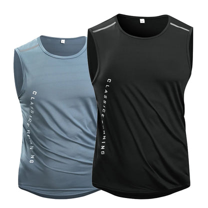 Chrlck Men’s Quick Drying Running Vest Breathable Mesh Sleeveless Gym Fitness Tank Top