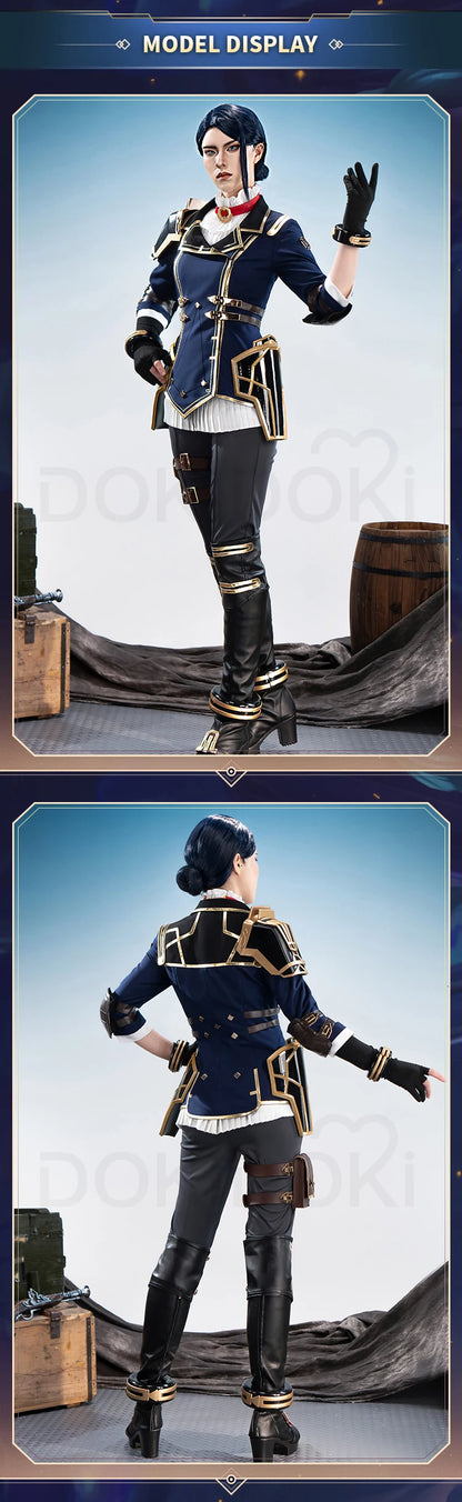 Caitlyn Cosplay Costume Anime Cosplay【S-3XL】DokiDoki-SR Women Halloween Uniform Caitlyn Cosplay Armor Hat Metal Plus Size