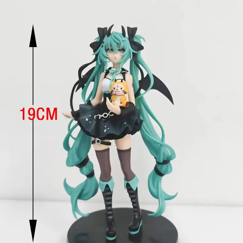 19cm Hatsune Miku Anime Little Devil Raccoon Kawaii Action Figure Pvc Doll Model Figure Toys Desktop Decoration Holiday Gift