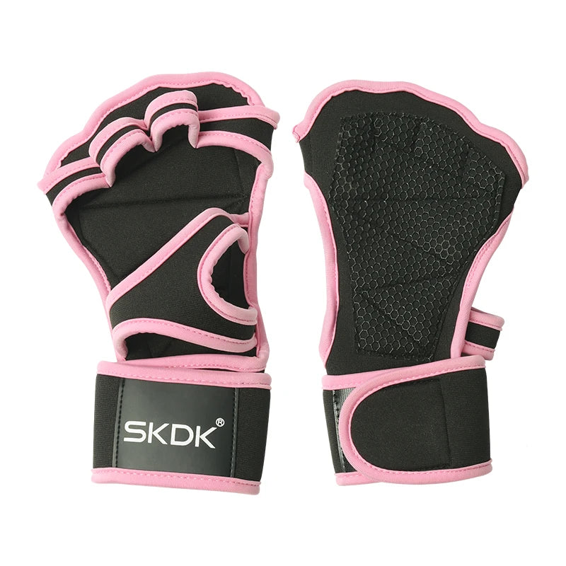 The Codex Women’s Pink Workout Gloves with Wrist Wraps Anti-Slip Silicone Palm Protection for Weight Lifting