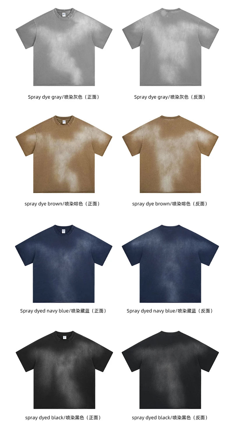 ZODF Retro Summer Men Washed 100% Cotton T-Shirts Unisex High Street Oversized Distressed Broken Neck T Shirt Brand Tees HY1050