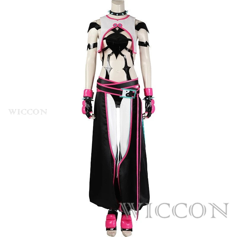 SF6 Juri Han Cosplay Costume Set Polyester Women