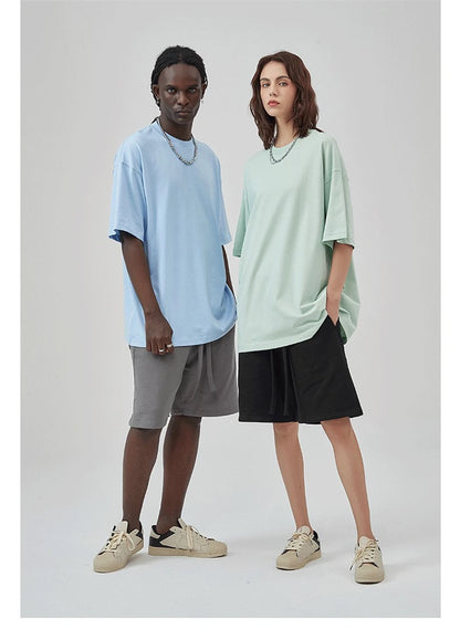 ZODF 2025 Spring Summer Men Solid 100% Cotton T-Shirts Unisex Women Loose 230gsm Noshrink Basic T Shirt Brand Tops HY0151