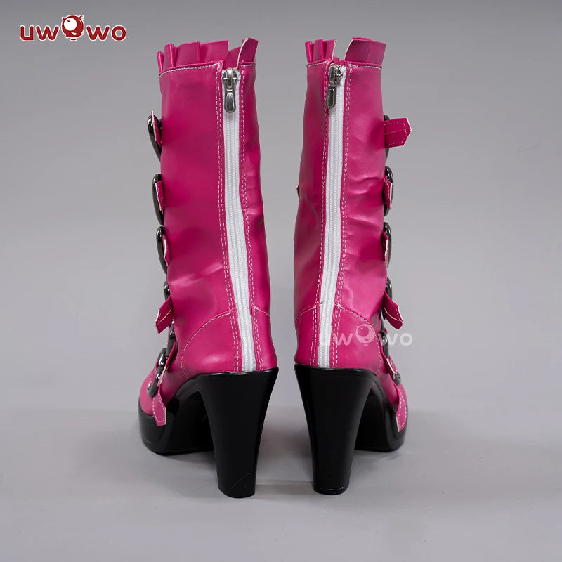 UWOWO Draculauraa Cosplay Boots Shoes Vampiree Spiderwebb Cape Berett Gothicc Dress Cosplay Shoes Boots