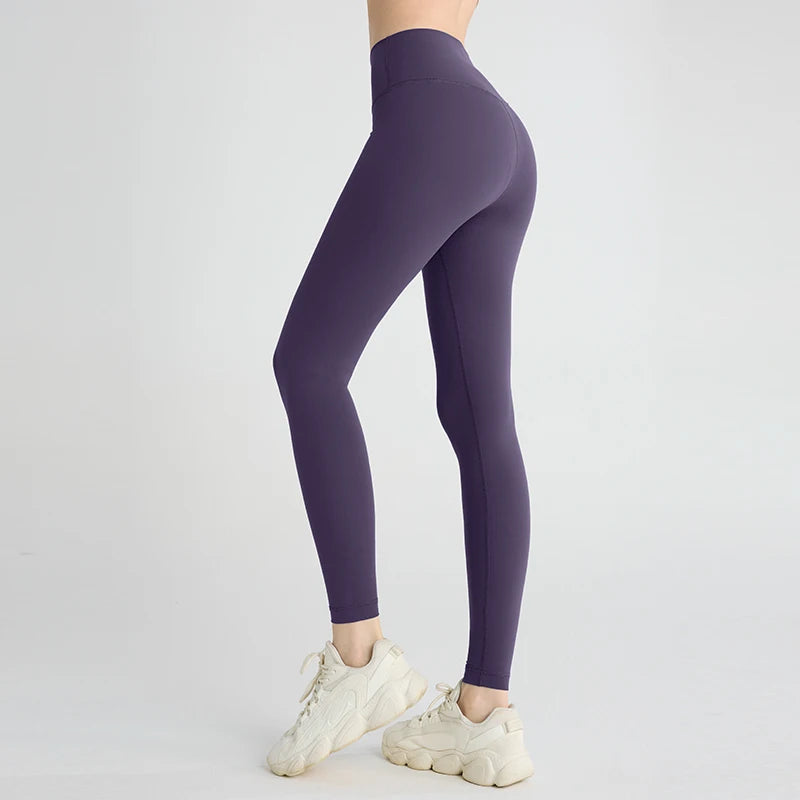 Summer Hot Sale Women’s High Waisted Hip Lifting Breathable Yoga Leggings for Running Cycling Fitness - Grayish Purple