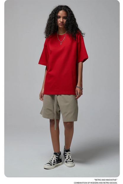 ZODF New Spring Summer Men 305gsm Cotton T Shirts Unisex Heavy Weight Oversized FG Noshrink Basic Solid T-Shirt Tees HY0165