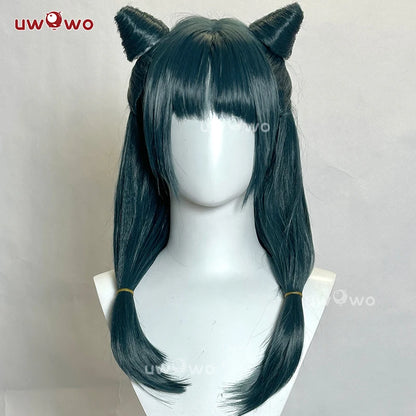 UWOWO Maomao Wig Anime The Apothecaryy Diaries Maomao Frog Green Hanfu Style Hunt Cosplay Wig Long Dark Green Wig New suit