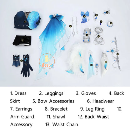Genshin Impact Yelan Tranquil Banquet Cosplay Costume Wig Dress New Skin Uniform Outfit Halloween Party for Women Girls Props