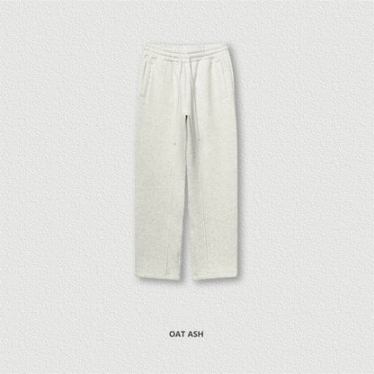 ZODF 345gsm Fleece Straight Pants for Men Unisex Loose Comfortable Sport Trousers Autumn Winter HY0864 - Oat Grey / S