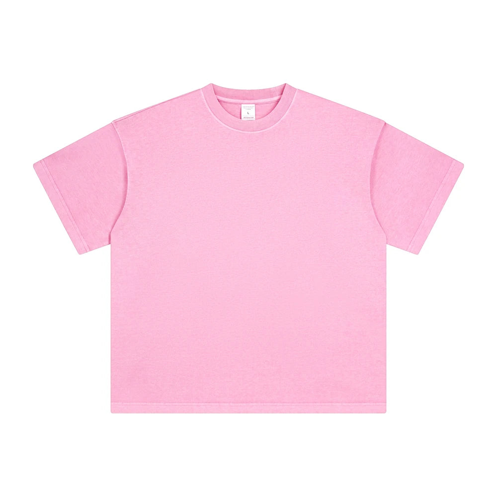 ZODF Men 2024 Retro Summer Washed Solid Cotton T-Shirts Unisex Retro Loose High Street 250gsm Basic Tees Streerwears HY0075