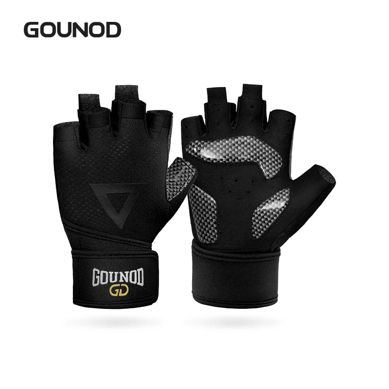 Gounod Weightlifting Gloves with Wristband Support – Breathable Anti-Slip Gym for Bodybuilding Powerlifting and Fitness