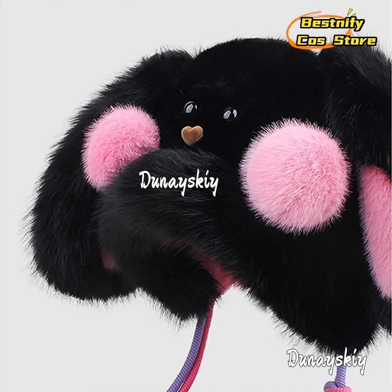 Bestnify Cos Fluffy Blusher Rabbit Plush Hat 54-58CM Polyester
