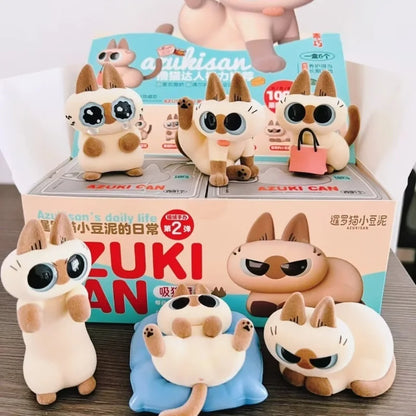 Original Azuki Can Azukisan’s Daily Life 1&2nd Series Mystery Box Siamese Cat Cute Model Blind Box Caixa Sorpresa Girls Gifts