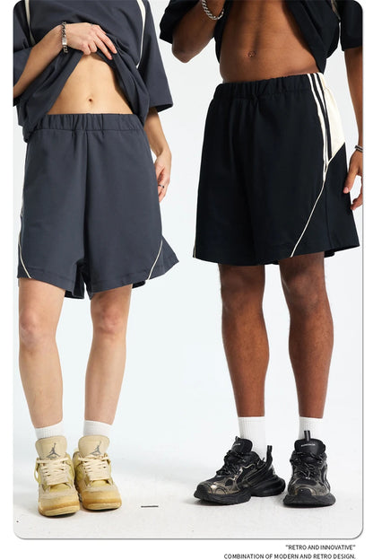 ZODF Fashion Men Summer 250gsm Patchwork Shorts Unisex High Street Loose Fit Quick Dry Sport Shorts Brand Streetwears HY1049