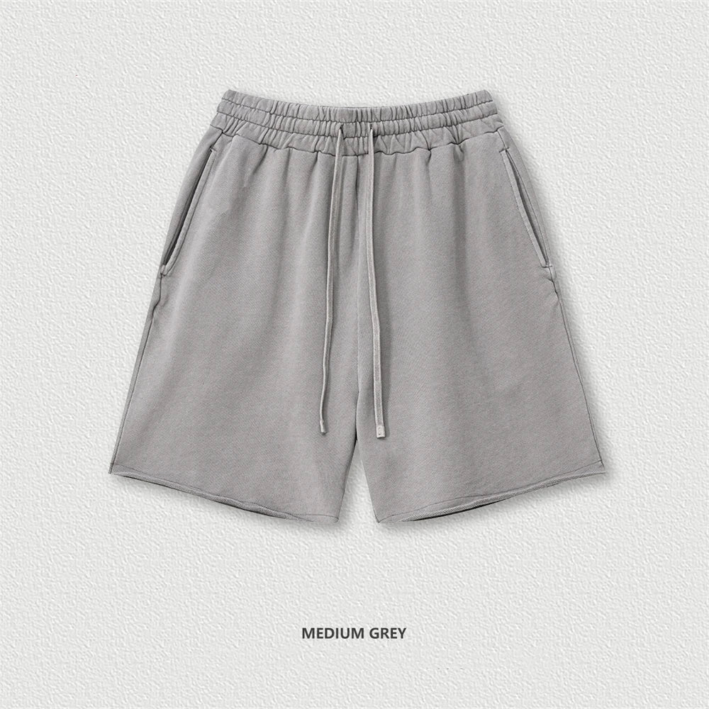 ZODF Retro Summer Washed 370gsm Cotton Shorts For Men Unisex High Street Loose Edge Distressed Solid Shorts Brand Clothes HY1023