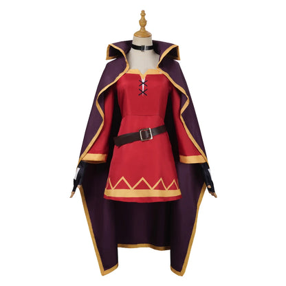 Anime Megumin Cosplay Costume Women Polyester Dress and Wig Set