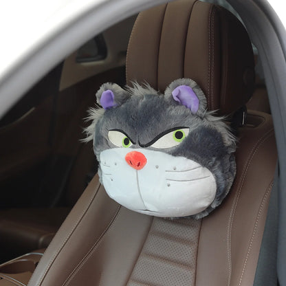 Disney Lucifer Cat Headrest Back Cushion For Car Seat Safety Belt Cover Huggable Pillow Stuffed Animal Grey Cat Plushies Gifts