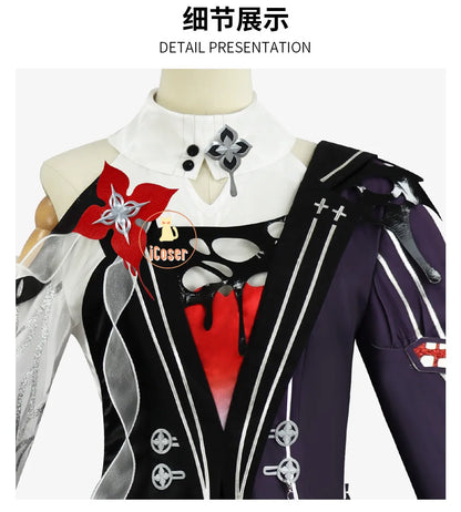 Honkai Star Rail Evernight March 7th Cosplay Costume Dress Earrings Mysterious Foreign Guest Halloween Party for Women Carnival