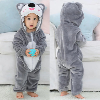 Kids Kigurumi Bebe Ropas Baby Boy Rompers for Winter Newborn 0 to 3 6 9 12 18 24 Months Unicorn Onesie with Zipper Cute Jumpsuit