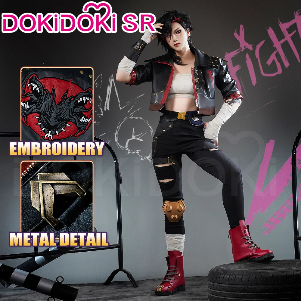 IN STOCK Vii Cosplay Costume Game Cosplay【S-3XL】DokiDoki-SR Women Suit Costume Cosplay Coat Black Suit Vii Tattoo Plus Size