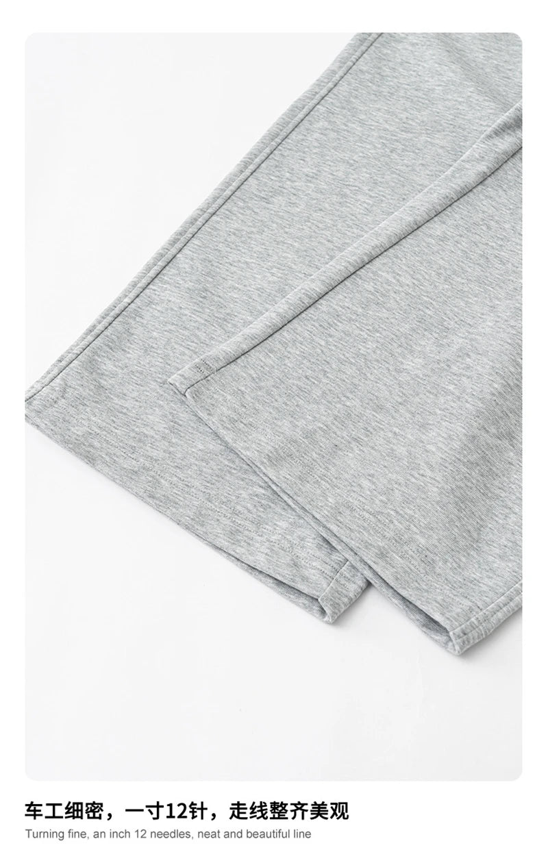 ZODF New 2025 Spring Men 280gsm Straight Pants Unisex Casual High Street Double Waist Sport Trousers Brand Streetwear HY1004