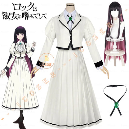 Anime Rock Is A Lady's Modesty Otoha Kurogane Cosplay Costume Wig JK Skirt Lilisa Suzunomiya Halloween for Women Carnival iCoser